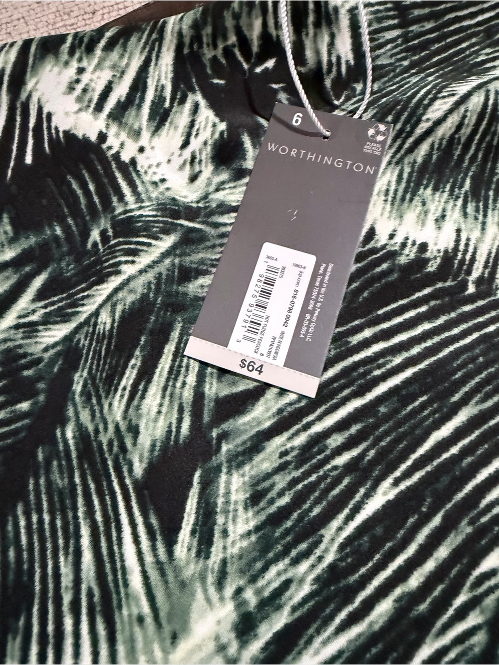 Worthington Green Palm-Print Skirt and Top set NWT - Picture 5 of 7